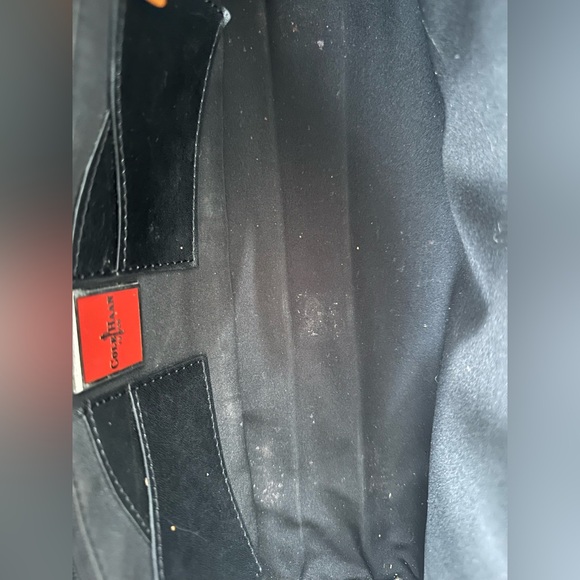 Cole Haan Vintage Black Leather Satchel with Amber Resin Hardware - Picture 2 of 15